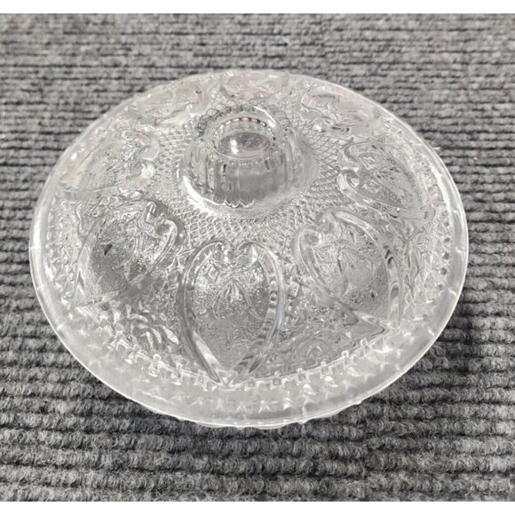 VINTAGE Pasari Indonesia Clear Pressed Glass LIdded Candy Dish Bowl Floral - Picture 1 of 9